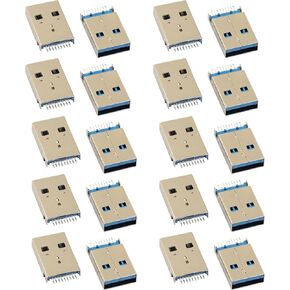 20pcs for USB 3.0 9-Pin Type A Male Connector Adapter Socket 180 Degree SMT Jack Port for Repair Replacement