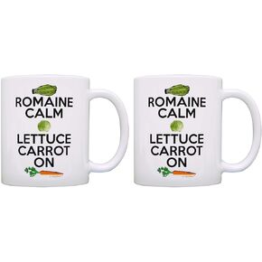 ThisWear Cooking Gifts Romain Calm Lettuce Carrot On Keep Calm Vegan Gift 11oz Ceramic Coffee Mug