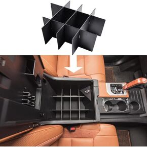 Center Console Organizer Dividers Compatible with Toyota Tundra 2014-2019 2020 2021 Accessories, Insert Compartment Tray Secondary Storage Box ABS Materials Armrest Divider