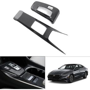 Karltys Gear Shift Panel Trim Cover for 2015-2023 Dodge Challenger Carbon Fiber Center Console Gear Shift Panel Frame Cover Trim Sticker Interior Accessories