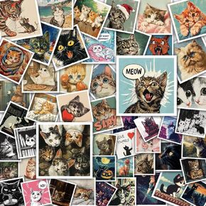100 Pack Cat Stickers, Cat Vinyl Stickers for Laptop, Phone, Car, Cat Water Bottle Stickers, Cute Cat stickers