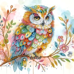 MVVMTOP Diamond Painting Art Kit, DIY Owl 5D Special Shape Crystal Diamond Partial Diamond Painting Mosaic Making Craft, Suitable for Home Wall Decor Art Gift