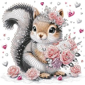 Tontut Squirrel Diamond Art Painting Kits, 5D Special Shape Beginner Diamond Art, Crystal Rhinestone Diamond Art Painting, Home Wall Decoration Gift 12×12 inch