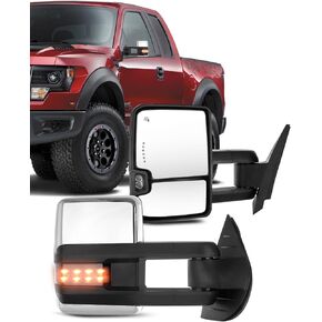 ECCPP مناسب لمرايا سحب Chevy لـ GMC Power Heated Turn Arrow Signal عكس مرايا السحب الخفيفة لـ 2008-2013 لـ Chevy لـ Silverado لـ GMC لـ Sierra 2007 لـ Silverado New Body Style