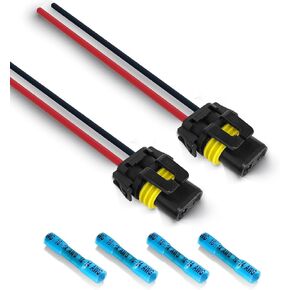 9005 9006 Pigtail Sockets Female Wiring Harness Headlight Plug for Headlights Fog Lights (Pack of 2)