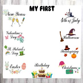 Baby Memory Blanket, My First Easter Newborn Monthly Baby Blanket Baby Christmas Thanksgiving Growth Chart Age Blanket Unisex Baby Swaddle Blanket Milestone Blanket 48x40 Inches BTLSLY516