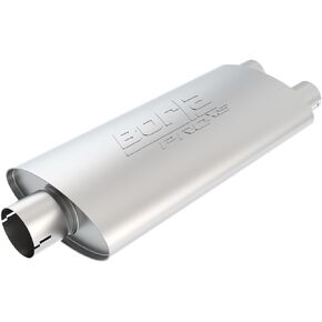 BORLA 400487 ProXS ProXS Muffler 3" Center Inlet/ 2.5" Dual Outlet, 4" x 9.5" Oval, 19" Long Body, 24" Overall Length. Universal Part. Reversible Design. Notched Necks.