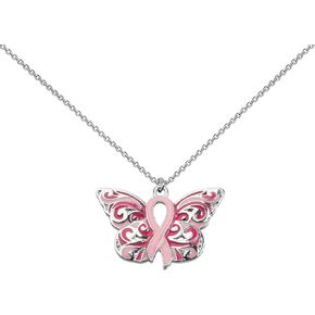 WSNANG Breast Cancer Awareness Gift Pink Ribbon Butterfly Keychain/Necklace Pink Ribbon Jewelry Breast Cancer Warrior Gifts