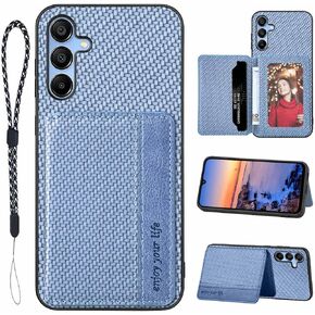 حامل بطاقات JanCalm A15 5G، لحافظة هاتف Galaxy A15 5G، فتحات حجب RFID، مسند، جرابات قلابة مغناطيسية واقية مقاومة للصدمات من جلد البولي يوريثان لهاتف Samsung Galaxy A15 4G/5G (أزرق)