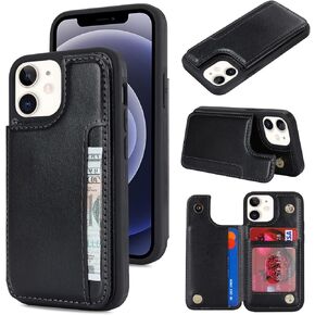 iCoverCase Compatible with iPhone 12 Mini Case with Card Holder, Wallet Phone Case for Women Men RFID Blocking PU Leather Protective Case 5.4 Inch (Beige) in Kuwait