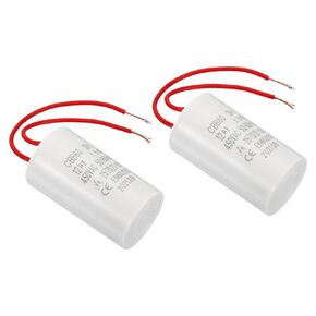 PATIKIL CBB60 12uF Running Capacitor,2Pcs AC 450V 50/60Hz Cylinder Bottom with 2 Wires 12cm for Washing Machine,Water Pump Motor Star,1.37 x 2.34inch
