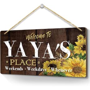Gram Gifts Grandma Gifts Sunflower Gifts for Women Birthday Gifts for Nana Mimi Nanny Gigi Granny Decorative Front Door Home Wall Decor Wood Hanging Sign Vintage Wall Art, Welcome to Gram's Place