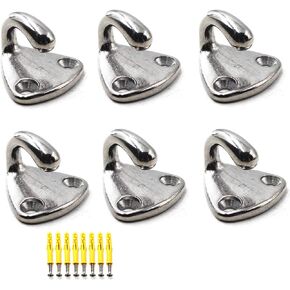 Fending Hook Marine Grade 316 Stainless Steel Pad Eye Fender Hook Boat Ship Hardware Come with Screws (Pack of 6)