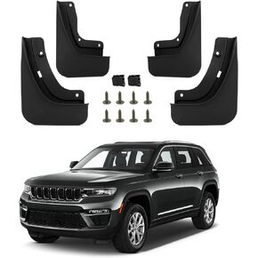 PSLER Fit for Grand Cherokee 2024 2022 2023 (Non L) 5 Seats Mud Flaps Set of 4PCS Mud Guard Kit Splash Guards Mudguards Mudflaps with Hardware Kits Accessory Front and Rear