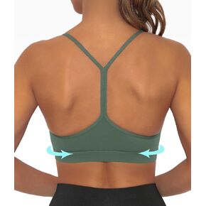 Y Back Sports Bra for Women Low Impact Racerback Workout Bras Sexy Spaghetti Thin Straps Yoga Bras with Removable Pads