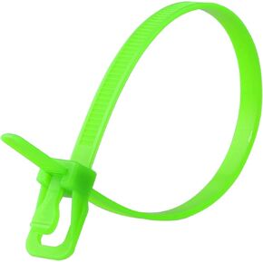 EveryTie 6 Inch Fluorescent Green Releasable, Reusable, One-Handed, Tool-Free, Patented Cable Tie and Zip Tie Solution - 20 Pack