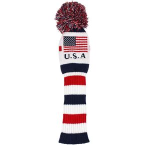 American Flag Patriotic Golf Headcover - USA Flag Novelty Golf Headcover - US National Anthem Stars and Stripes Golf Star Spangled Banner July 4th Patriot Knit Head Cover - Fits 460cc Drivers