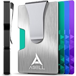 ABELL Men's Front Pocket Wallet With Money Clip - Gold - Ultra Thin Minimalist RFID Blocking Card Holder Wallet - Aluminum Business Card Holder Organizer With Money Clip for Men