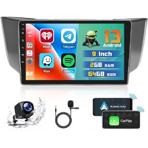 Android Car Stereo for Lexus RX300 RX330 RX350 RX400H 2004-2009 Radio 2+64G 9 Inch Touchscreen Car Radio Carplay Android Auto Support GPS Navigation WiFi Bluetooth FM EQ Backup Camera