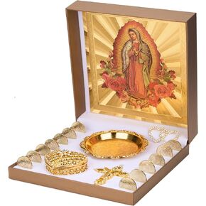 Arras para Boda Catolica - عملات وحدة الزفاف، Arras de boda Catolica مع صندوق هدايا Virgen De Guadalupe، Arras de matrimonio، Arras de الزفاف مع عملات الزفاف، عملات الزفاف الكاثوليكية، monedas de boda