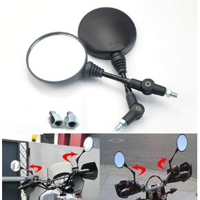 evomosa Motorcycle Rear View Side Mirrors 8mm/10mm Folding Round Mirrors,Universal Foldable Handlebar Rearview Mirror for Motorbike ATV Scooter Dirt Bike Moped