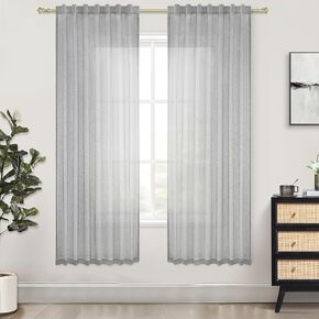 UHITECH Semi Sheer Curtains 54 Inches Long White Curtains for Living Room Short Cafe Curtains for Windows 2 Panels Set White Sheer Curtains Sets for Windows