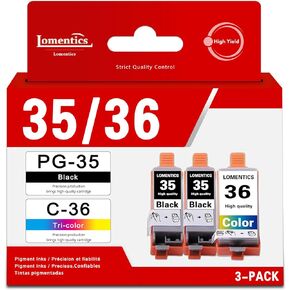 خراطيش حبر الطابعة الملونة PGI-35 باللون الأسود وCLI-36 (3 عبوات، 2 أسود/1 ثلاثي الألوان) - بديل حبر Lometic PGI35 CLI36 لحبر Canon 35 36 للعمل مع طابعة PIXMA iP100، iP110، TR150 in Kuwait
