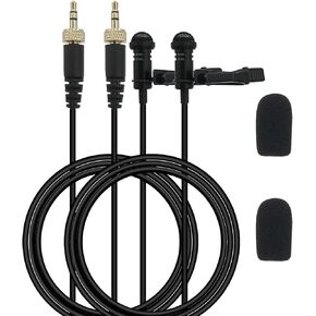 ميكروفون بديل من قطعتين لـ DJI وRode وSennheiser جهاز إرسال لاسلكي Lavalier Lapel - يمكن ارتداؤه، متعدد الاتجاهات، 3.5 مم TRS