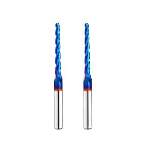 2PCS BRB228 Milling Cutters Ball Nose Solid Carbide Up Cut CNC Spiral Bits NACO Coated 2D 3D Carving Router Bit 1.0Deg with 1/8 Inch Cutting Dia