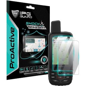 IPG ProActive for Garmin GPSMAP 66i 66s 66st 66sr 67 67i GPS Handheld Device (2 Units) 9H Hardness Screen Protector Smooth Glass Touch Ultra Responsive High Clarity Anti Scratch Smudge & Shock Proof Nano Technology Guard for 66i