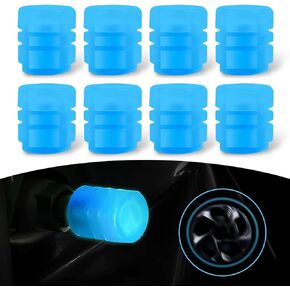 8 PCS Car Tire Valve Cap, ABS Luminous Tubeless Tire Valve Cap, Decorative Accessories, Suitable for Cars (Blue)