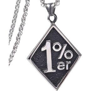 Men's Cool Stainless Steel 1% er Pendant Necklace, 24 inch Keel Link Chain