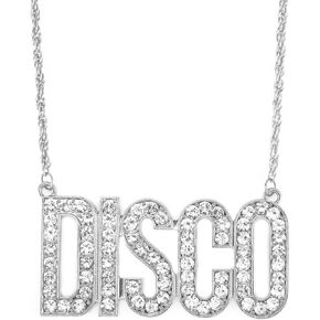 Disco Necklace Chain for Men Women,70s Disco Outfit Silver Chain, 70s Party Chain Jewelry Costume Accessories,Trendy Ncklace for 70s Party Jewelry Gift