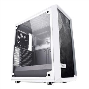 Fractal Design Meshify C - Compact Computer Case - High Performance Airflow/Cooling - 2X Fans Included - PSU Shroud - Modular Interior - Water-Cooling Ready - USB3.0 - Tempered Glass - Blackout