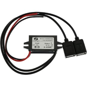 E-outstanding 1PC DC Converter Module 12V to 5V 3A 15W Regulator Step Down Car Power Converter with Double USB Cable DC to DC Buck Converter