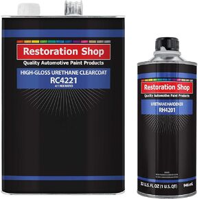 Restoration Shop Restoration Shop 2.1 مجموعة جالون شفاف من اليوريثان عالي اللمعان من المركبات العضوية المتطايرة مع مقوي