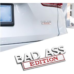 Car Bad Ass Edition Emblem, 3D Fender Badge Decal Exterior Accessories, Metal Sticker for Auto Tailgate Front Grille Hood Trunk, Car Decoration Replacement for Motorcycle SUV Truck (Black/Red)