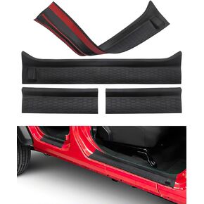 Door Sill Guards Kit for Gladiator JT Wrangler JL 4 Doors 2018-2023, Door Entry Guard Protector Accessories - Black Entry Scuff Plate Cover (4pcs Set)