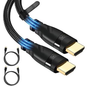 CABLEDECONN 8K HDMI to HDMI 2.1 Cable 3ft, Ultra 48Gbps High Speed HDMI Monitor Cord Support 4K@120Hz 8K@60Hz Dynamic HDR, eARC, Braided HDMI Connecting Laptop, Monitor, PS4, PS5, Xbox One, Fire TV