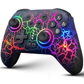 DBEPANK Switch Controller, Wireless Switch Pro Controller for Switch/Switch Lite/Switch OLED, 10 Color LED Switch Controllers, Programmable 1000mAh Switch Remote Gamepad with Wake Up, Turbo Vibration