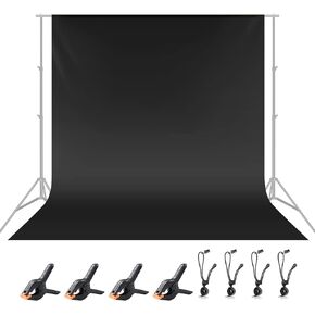 NEWKS 6x9 ft/1.8x2.8m Photo Studio 100 Percent Pure Polyester Collapsible Backdrop Background for Photoshoot Background Screen Video Recording Parties Curtain (Background Only) -Black
