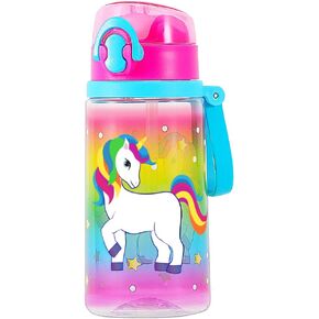 Home Tune 18 oz Cute Water Bottle with Straw for Kids Girls Boys School, BPA FREE Tritan & Leak Proof One Click Open Flip Top (Alpaca)