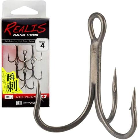 خطاف Realis DUO Realis Nano Treble: عبوة من 6 قطع، طلاء تفلون، مثالي للمياه العذبة، يناسب مجموعة متنوعة من الطعوم والطعم الصلب، جودة ممتازة، صنع في اليابان: اختيار الصياد in Kuwait