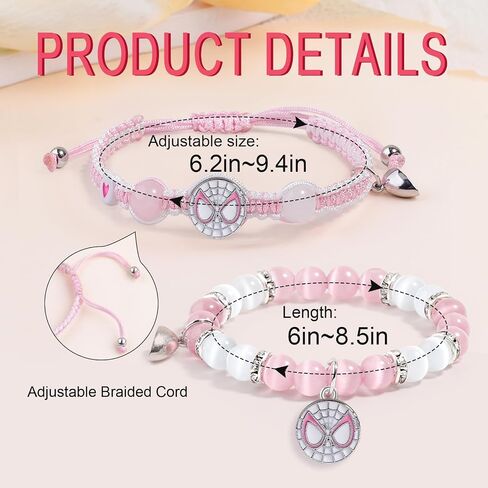 Couples/Friendship Matching Bracelets,Bat/Spider/kitty Bracelets Set, Valentine's Day Birthday Jewelry Gifts for Gf and Bf Soulmate, Matching Gifts for Husband&Wife Son&Daughters BFF (Spider Spider) in Kuwait