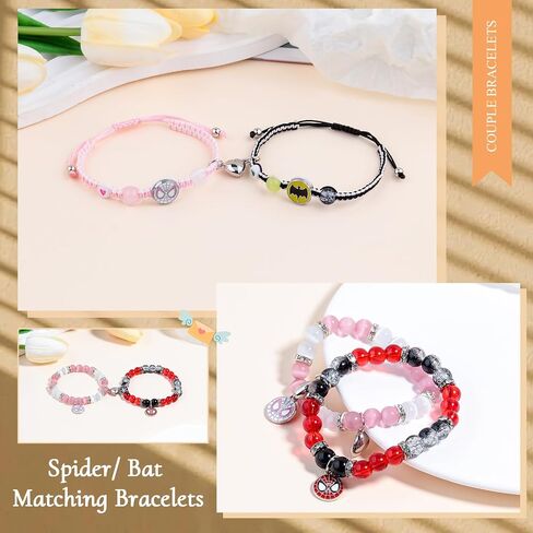 Couples/Friendship Matching Bracelets,Bat/Spider/kitty Bracelets Set, Valentine's Day Birthday Jewelry Gifts for Gf and Bf Soulmate, Matching Gifts for Husband&Wife Son&Daughters BFF (Spider Spider) in Kuwait