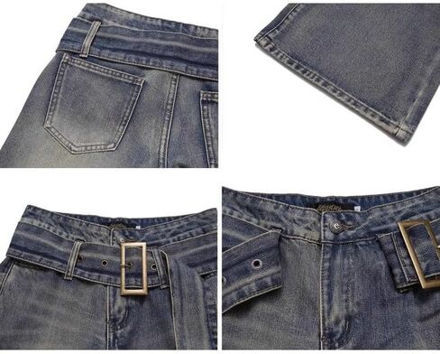 Women Y2K Flared Jeans Baggy Aesthetic High Rise Wide Leg Pants 90S Vintage Streetwear Goth Grunge Bell Bottom. in Saudi Arabia