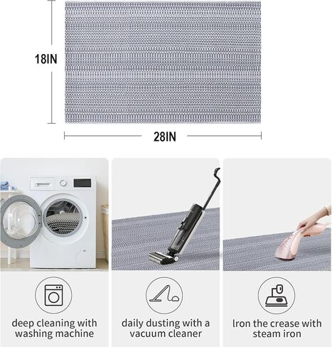 Area Rug 2'x3' Washable Front Door Rug, Gray Cotton Hand-Woven Porch Rug, Small Indoor Outdoor Rugs, Throw Rug Doormat Foldable Layered Door Mats for Entryway Kitchen Bathroom in Saudi Arabia