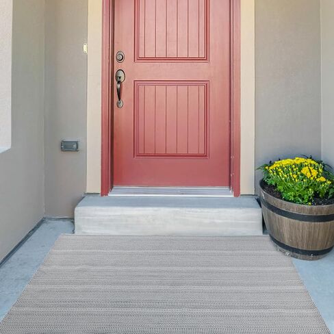 Area Rug 2'x3' Washable Front Door Rug, Gray Cotton Hand-Woven Porch Rug, Small Indoor Outdoor Rugs, Throw Rug Doormat Foldable Layered Door Mats for Entryway Kitchen Bathroom in Saudi Arabia