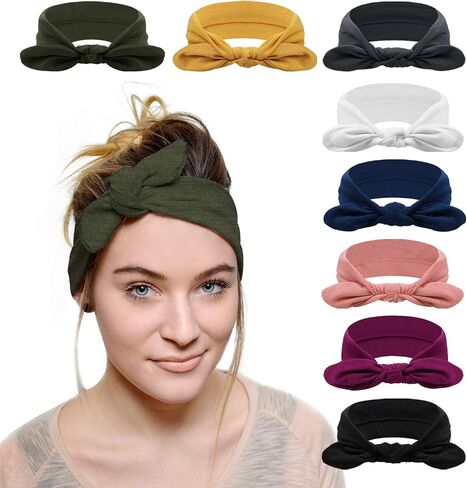 DRESHOW 8 Pack Sweat Bands Headbands for Women Workout Non-Slip Stretchy Fashion HairBand Curly Hair Headband Soft Hair Accessories for Sports Running Athletic Yoga in Saudi Arabia