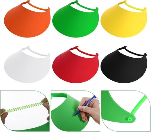 6Pcs Foam Sun Visors for Women Sun Visor Hat Summer Sun Protection Hat Adjustable Foam Visors with Coil Bands Assorted Colors Soft Visors for Beach Outdoor Sports Multi in Saudi Arabia